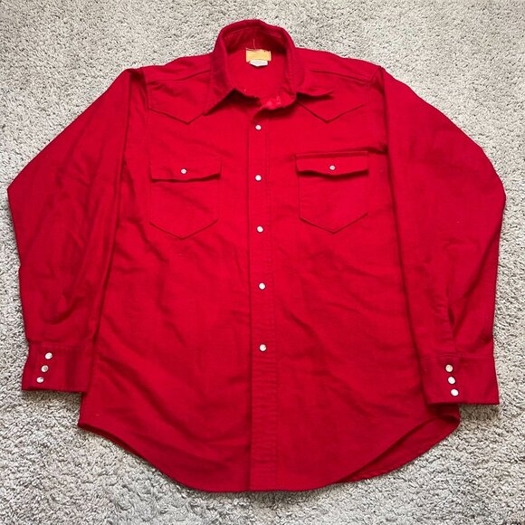 Vintage Deerskin Red Western Chamois Pearl Snap Button USA Shirt XL - Picture 1 of 8
